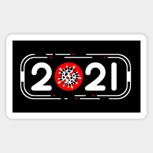 Vaccinated 2021 Black and White Text Based Design Magnet